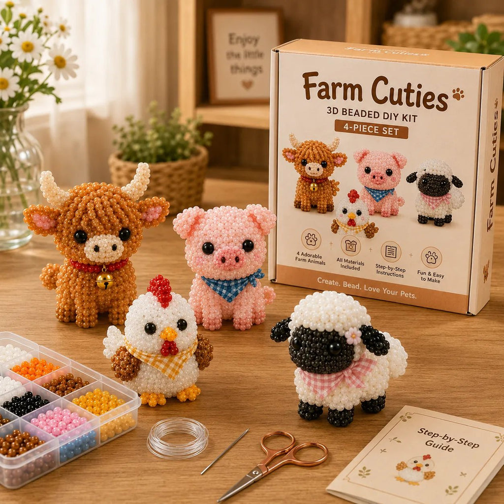 🧵✨ Kit de bricolaje para crear pequeños animales en 3D con cuentas
