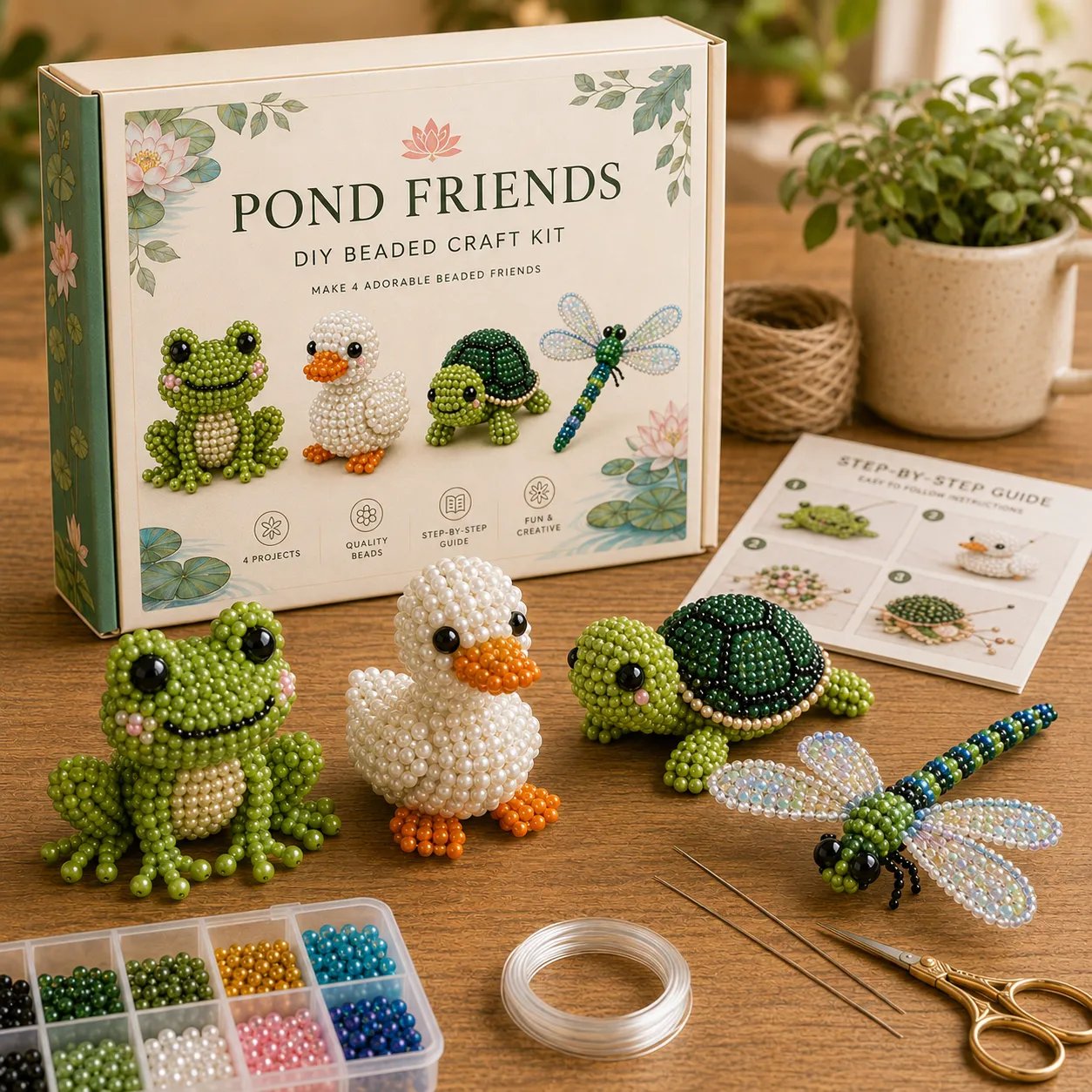 🧵✨ Kit de bricolaje para crear pequeños animales en 3D con cuentas