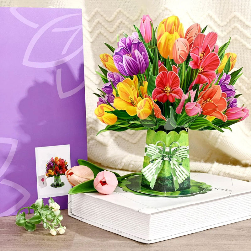 💐 Tarjeta desplegable 3D de flores para el Día de la Madre