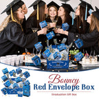 Caja de regalo de graduación con diseño de sobre rojo y resorte