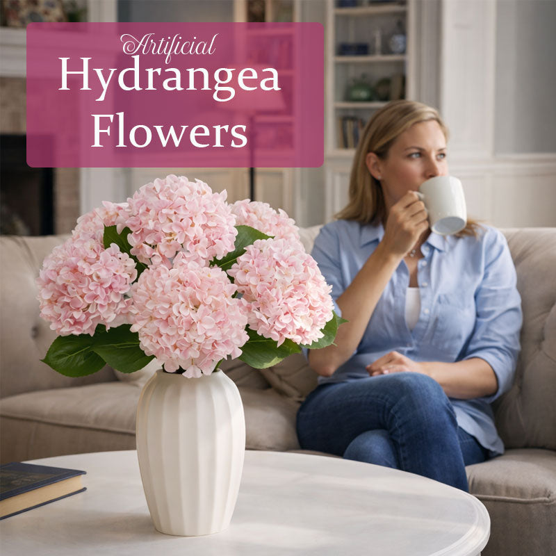 Flores de hortensia artificiales