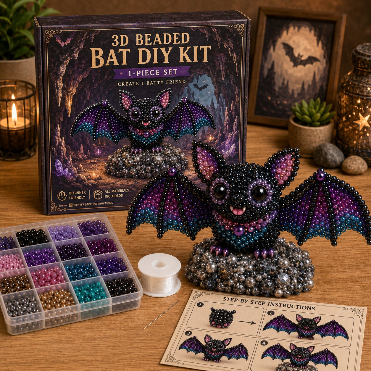 🧵✨ Kit de bricolaje para crear pequeños animales en 3D con cuentas