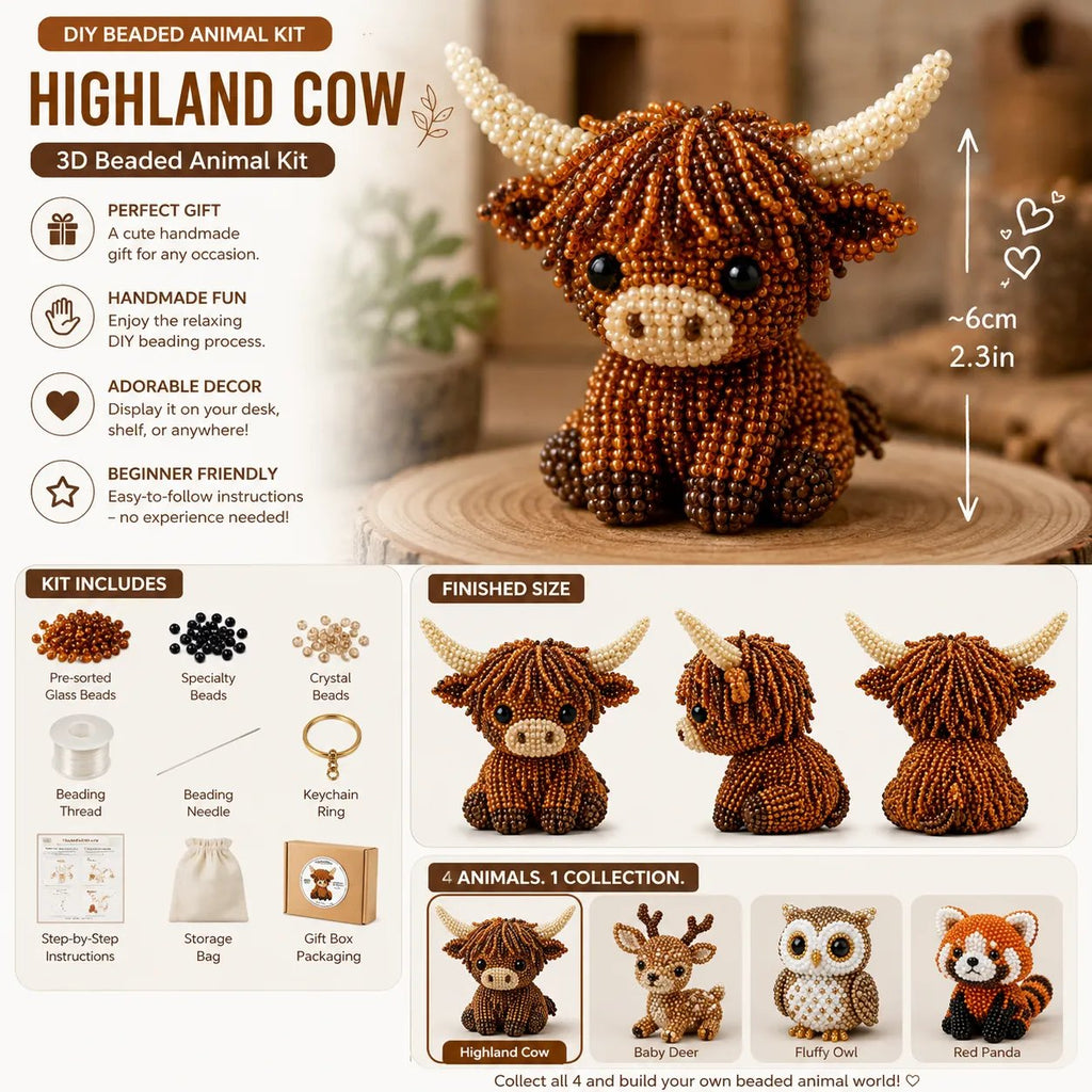 🧵✨ Kit de bricolaje para crear pequeños animales en 3D con cuentas