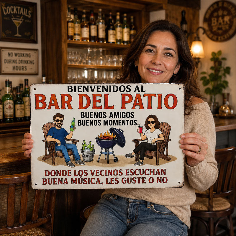 🍺 Letrero Metálico 'Bar del Patio' para Fiestas y Amigos