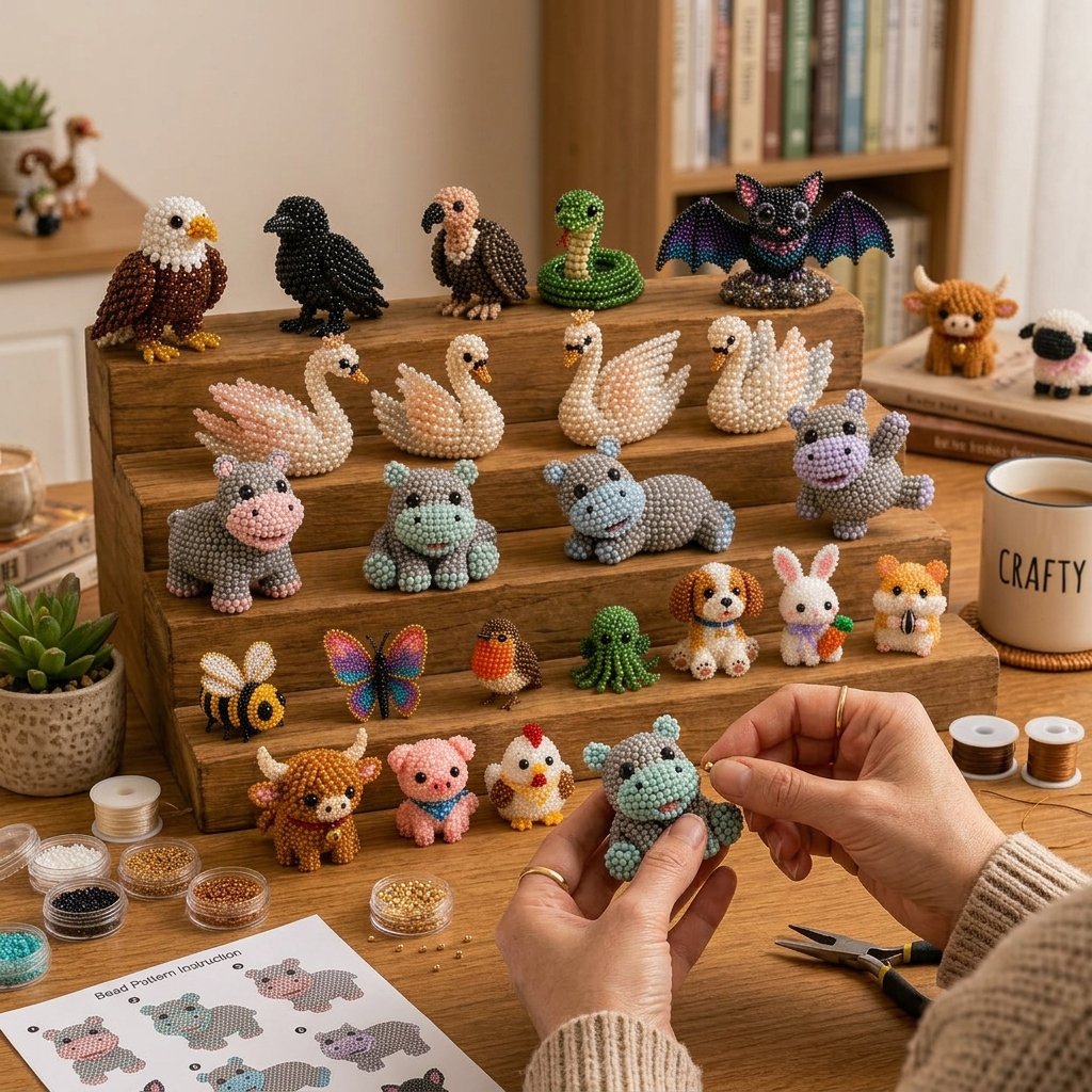 🧵✨ Kit de bricolaje para crear pequeños animales en 3D con cuentas