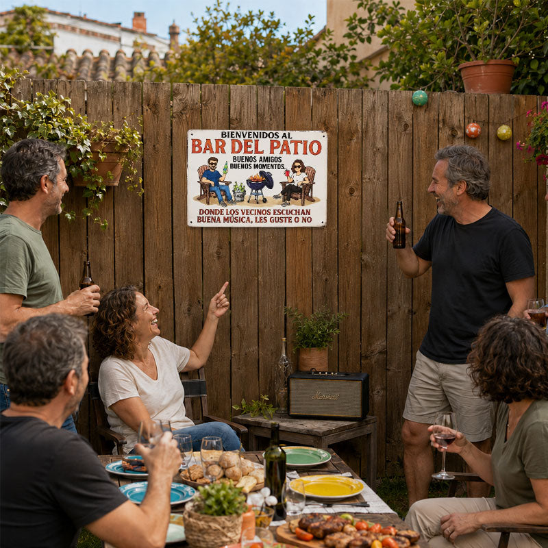 🍺 Letrero Metálico 'Bar del Patio' para Fiestas y Amigos