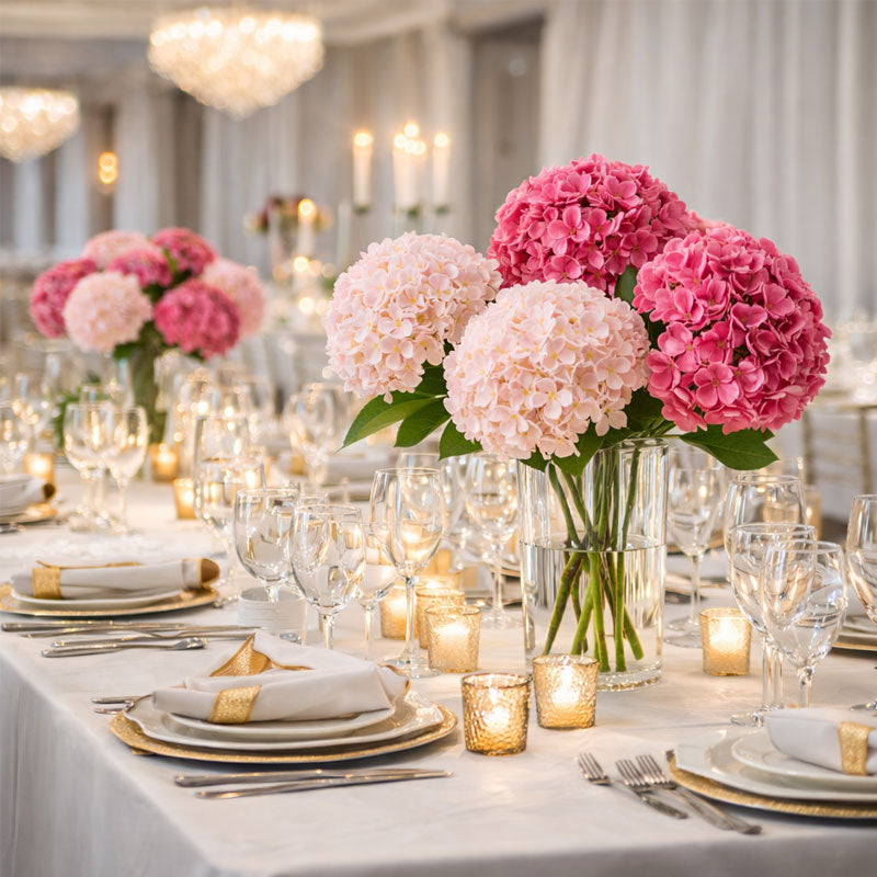 Flores de hortensia artificiales