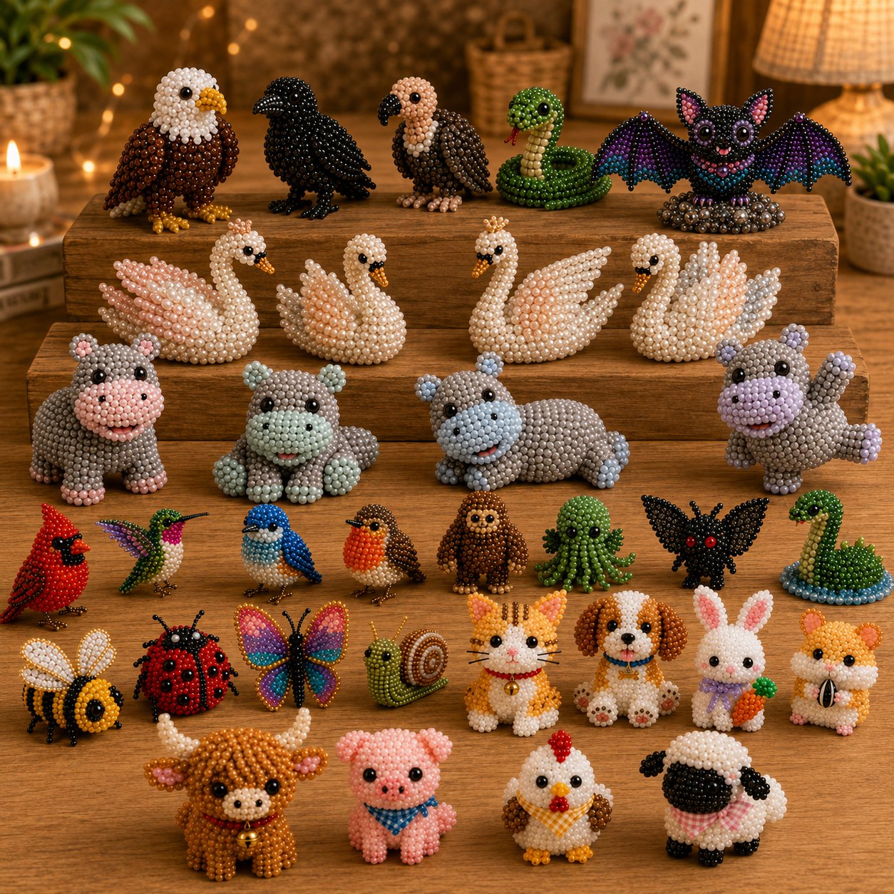 🧵✨ Kit de bricolaje para crear pequeños animales en 3D con cuentas