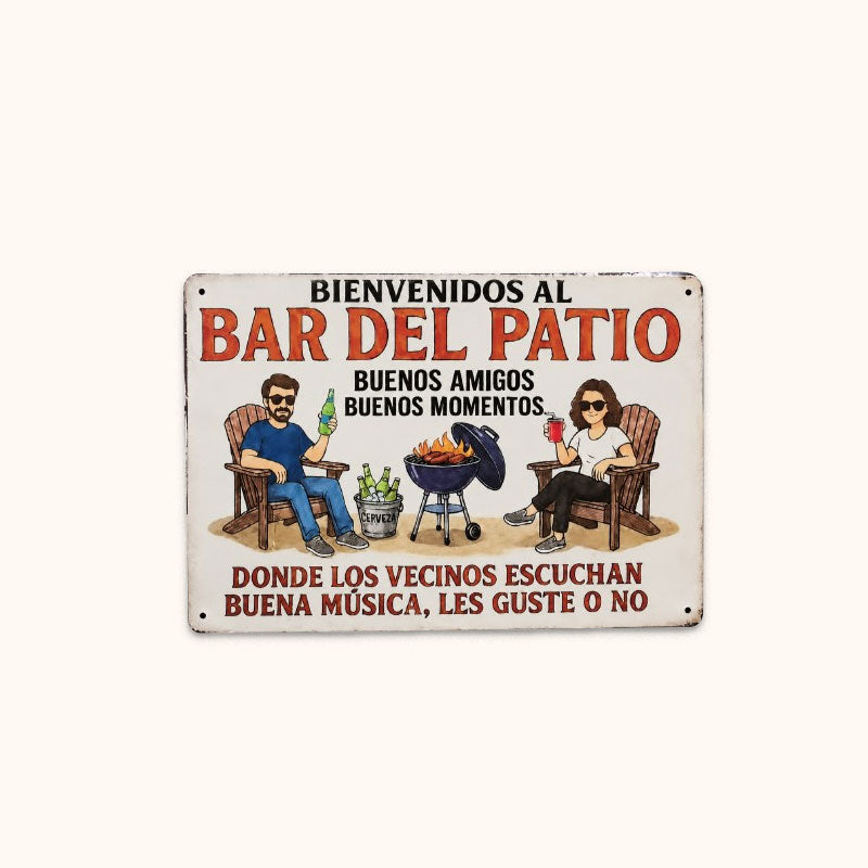 🍺 Letrero Metálico 'Bar del Patio' para Fiestas y Amigos