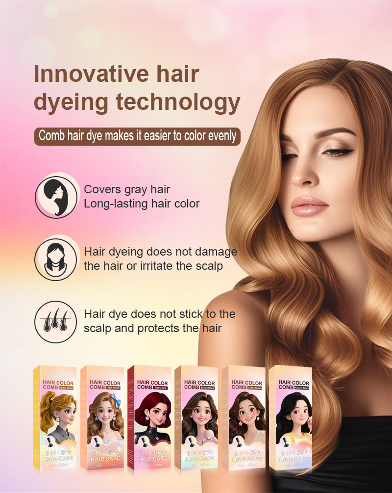 🟧 Peine 3 en 1 para teñir el cabello | Fácil coloración en casa con cepillo integrado