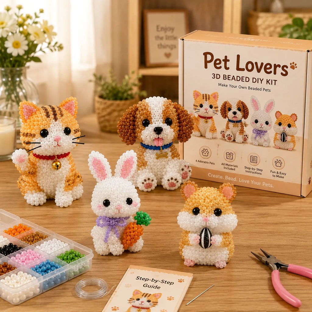 🧵✨ Kit de bricolaje para crear pequeños animales en 3D con cuentas