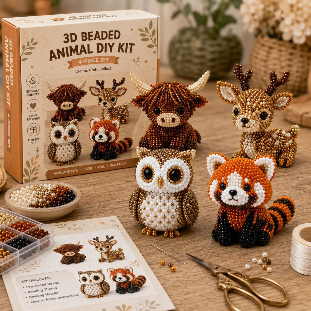 🧵✨ Kit de bricolaje para crear pequeños animales en 3D con cuentas
