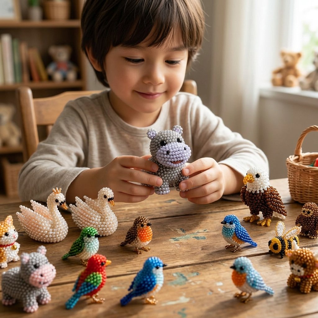 🧵✨ Kit de bricolaje para crear pequeños animales en 3D con cuentas