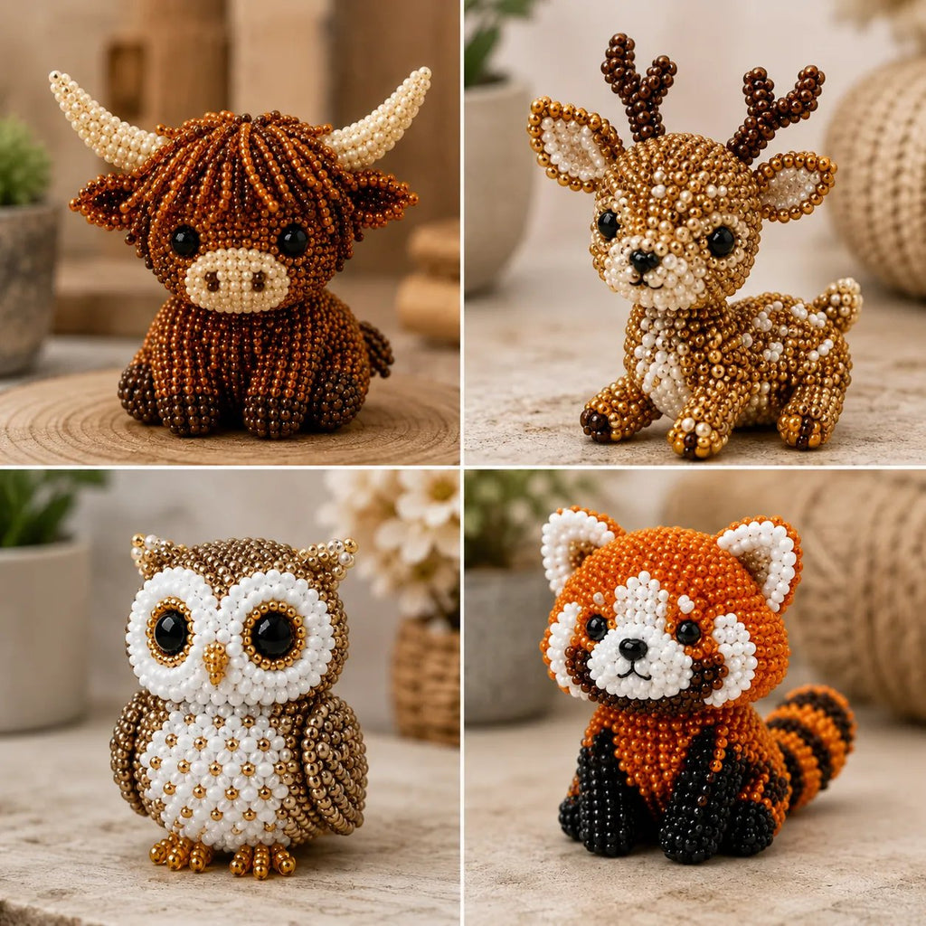 🧵✨ Kit de bricolaje para crear pequeños animales en 3D con cuentas