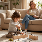 Juguete Montessori de madera con tablero de tornillos