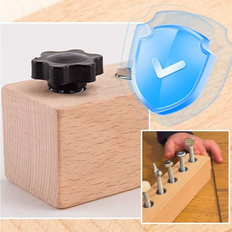 Juguete Montessori de madera con tablero de tornillos