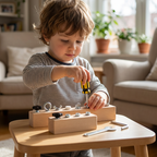 Juguete Montessori de madera con tablero de tornillos