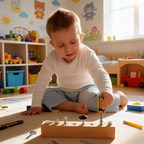 Juguete Montessori de madera con tablero de tornillos